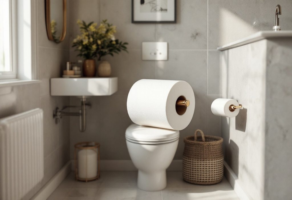 Où placer un porte-papier toilette dans une petite salle de bain ?