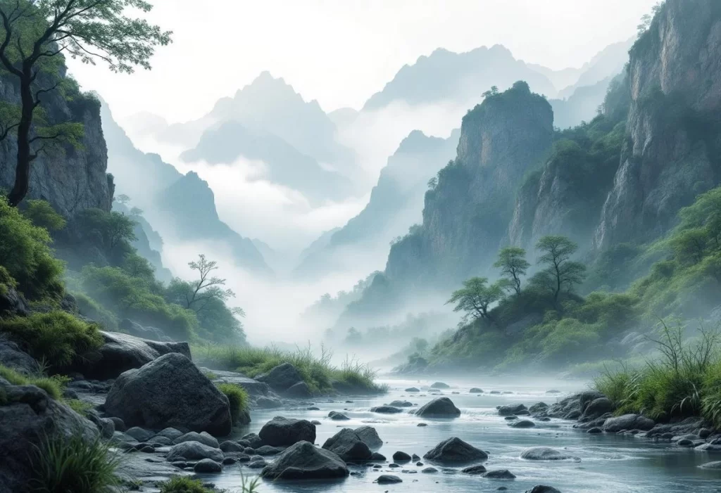 Tableaux de brume et de montagnes : un voyage imaginaire vers les terres du levant