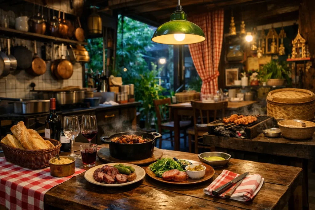 Inspirations lyonnaises et cuisine conviviale dans les bouchons de Chonburi