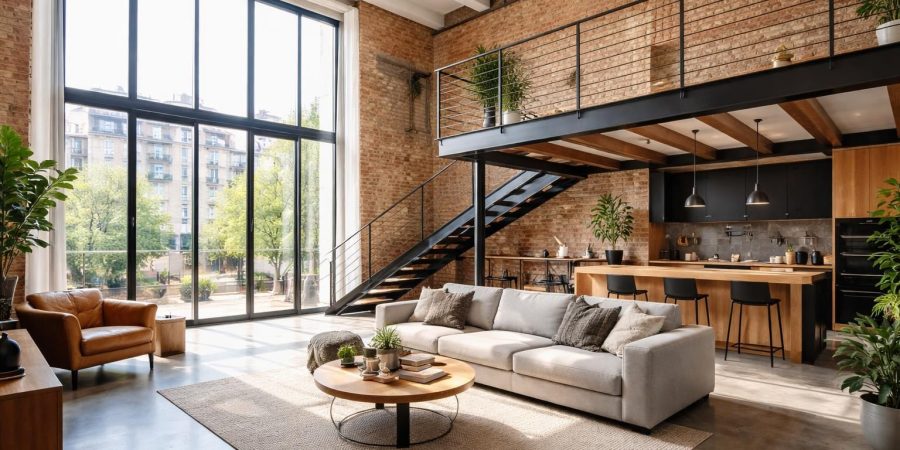 découvrez le charme unique de vivre à lyon dans un loft industriel rénové, doté d'une mezzanine spacieuse et de grandes baies vitrées lumineuses, alliant authenticité et modernité pour un cadre de vie exceptionnel.